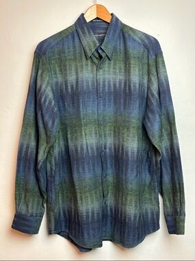 VTG Jhane Barnes Men's Medium Shirt Long Sleeve Button Up Blue Green